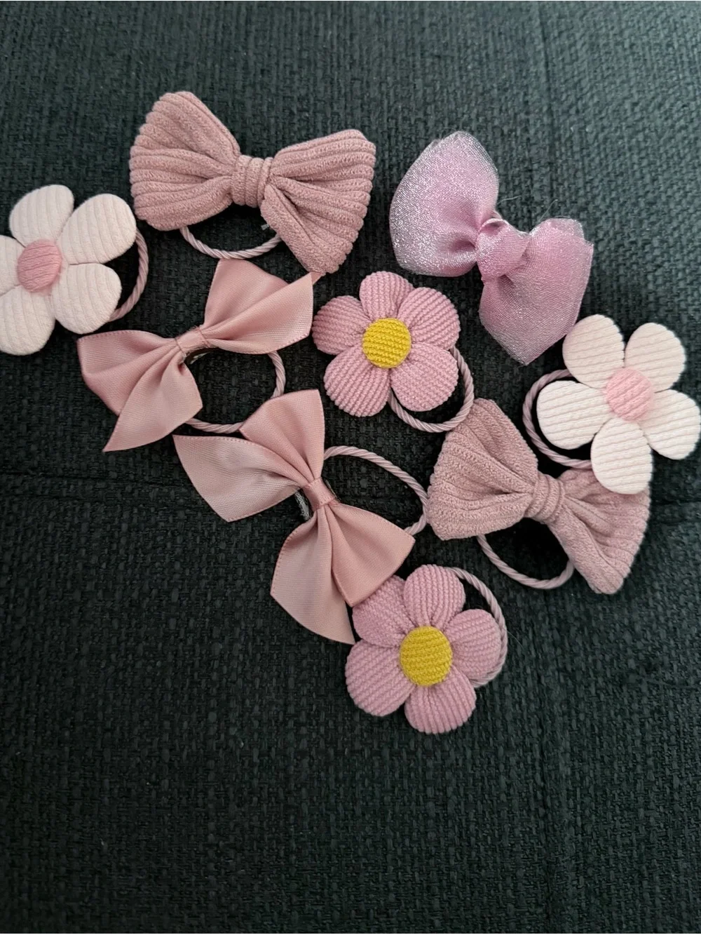 SHEIN Pink Bow & Flower Dog Hair Accessories Set